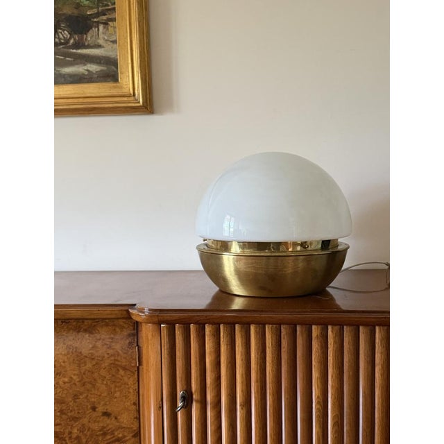 Mid-Century Modern Mid-Century Brass and Glass Dome Table Lamp, Italy, 1960s For Sale - Image 3 of 13