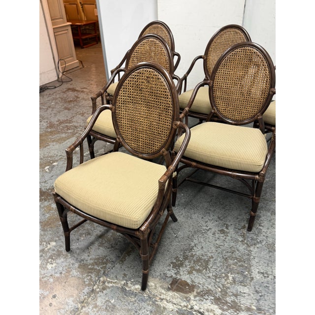 McGuire McGuire Furniture Double Cane Oval Back Dining Chairs, Set of Six For Sale - Image 4 of 12