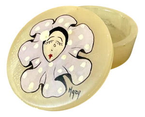 Vintage Italian Alabaster Pill Box with Harlequin Motif by Oscar Vita