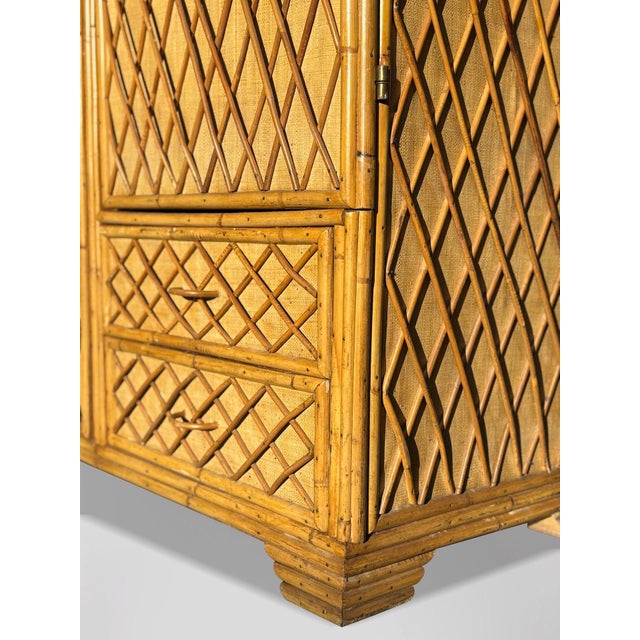 Mid-Century Modern French Bamboo Wicker Wardrobe, 1970 For Sale - Image 3 of 9