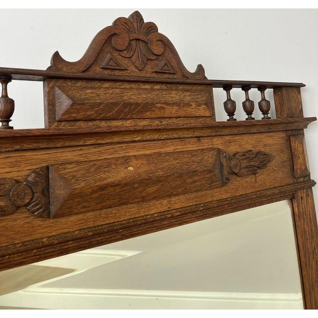 French Style Oak Carved Wall Mirror For Sale - Image 6 of 10