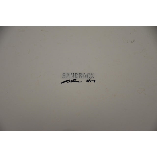 White Peter Sandback Ebonized Oak and Inlay Nail Drum End Table For Sale - Image 8 of 9
