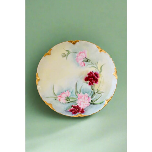Traditional 1900s Haviland France Limoges Carnation Plate For Sale - Image 3 of 6