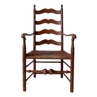 Antique Rush Seat Arm Chair For Sale