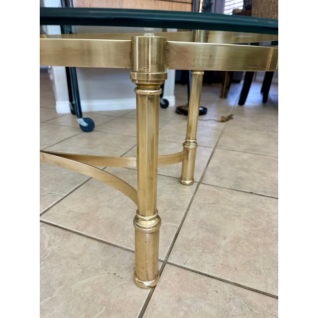 Hollywood Regency Brass Oval Cocktail Coffee Table Made Italy For Sale - Image 15 of 18