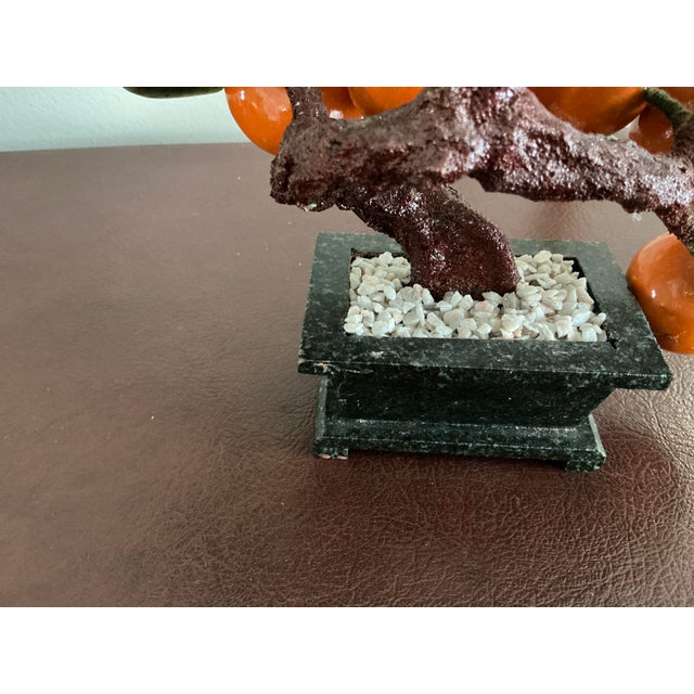Mid-Century Modern Mid 20th Century Vintage Chinese Bonsai/ Jade Tree With Mandarin Orange Fruit For Sale - Image 3 of 8