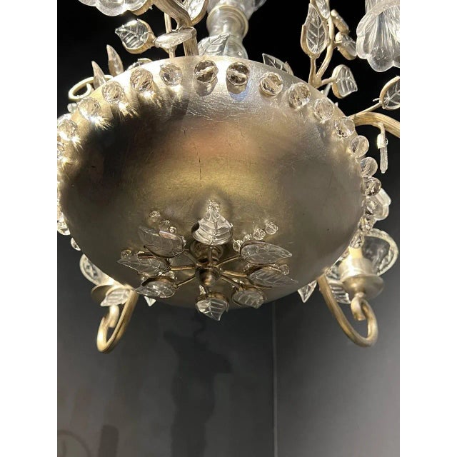 1930s 1930’s French Bagues Silver Leaf Chandelier For Sale - Image 5 of 7