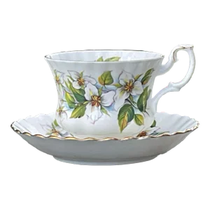 1990s Royal Albert Trillium Pattern Teacup and Saucer