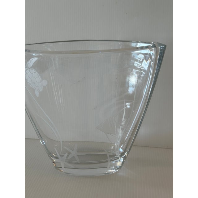 1980s 1980s Nachtmann Germany Clear Crystal Vase Edged With "Sea Life" Design For Sale - Image 5 of 12