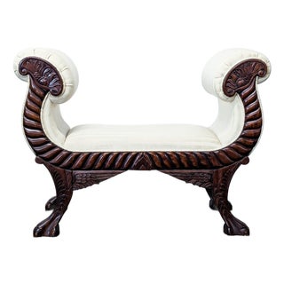 Vintage Window Bench With Rolled Arms For Sale