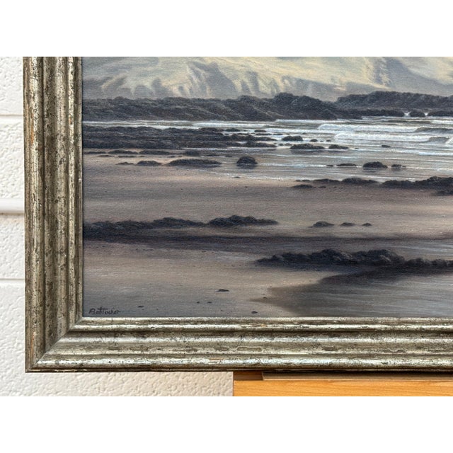 Beach Seascape Painting of the Devon Coastline at Sunrise on South Coast of England 1990 Circa For Sale - Image 11 of 14