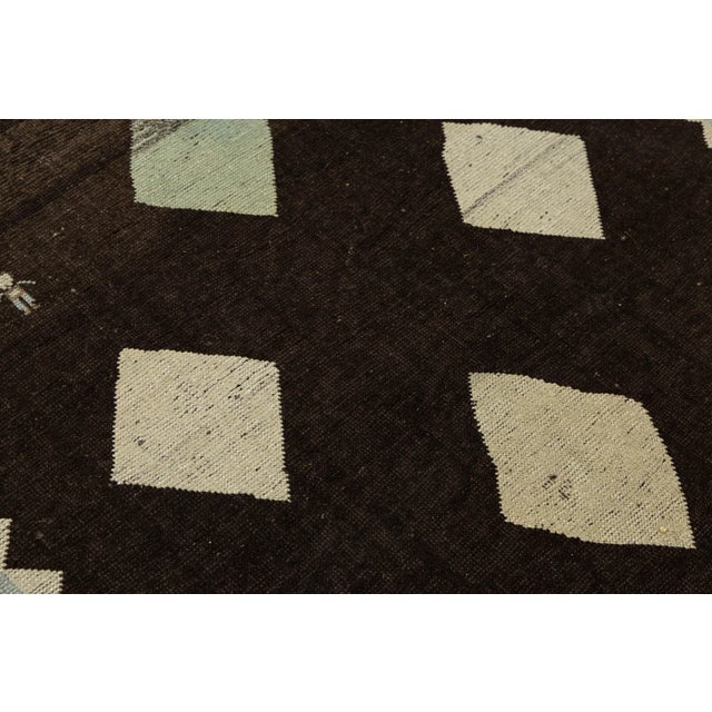 Brown 4x7 Hand-Knotted Brown Modern Gabbeh Wool Rug - Folk Art & Figure Design For Sale - Image 8 of 8