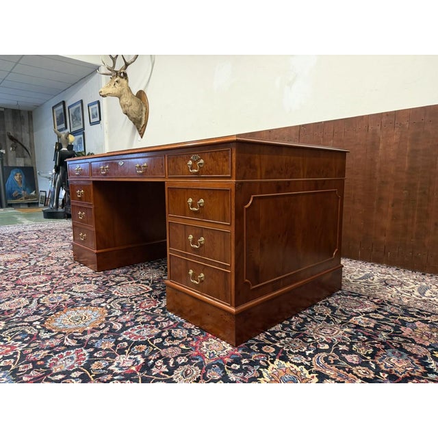 English Desk with Brown Leather For Sale - Image 6 of 18