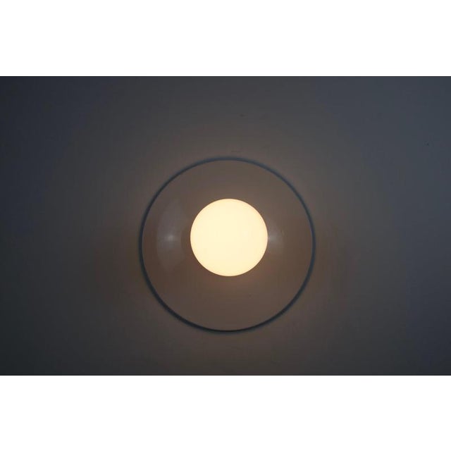 Vintage White Disc-Shaped Flush Mount, Italy, 1960s For Sale - Image 3 of 11