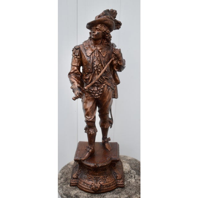 Antique Victorian Spelter Statue Don Cesar Cavalier Musketeer For Sale - Image 15 of 18