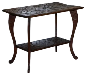 Monkey Hear See Speak No Evil Carved Coffee Table