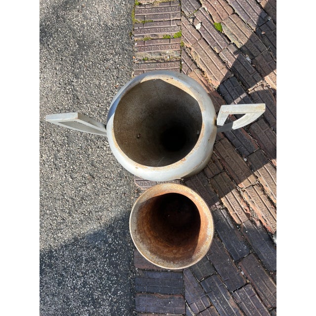 Metal Cast Iron Art Deco Planter Urn For Sale - Image 7 of 10