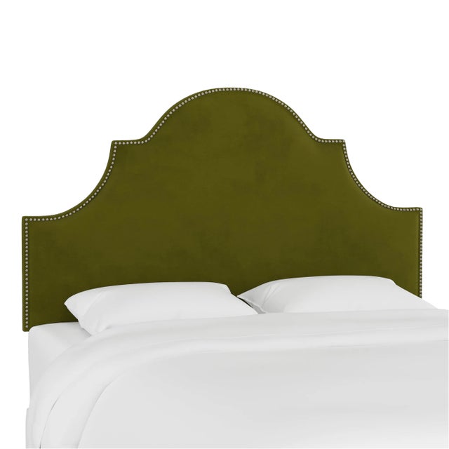 Halsted Headboard in Apple Green Classic Velvet, Twin For Sale