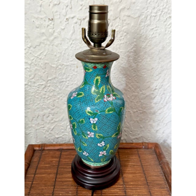 Mid 20th Century Vintage Cloisonné Vase Lamp, Fully Rewired For Sale - Image 5 of 8