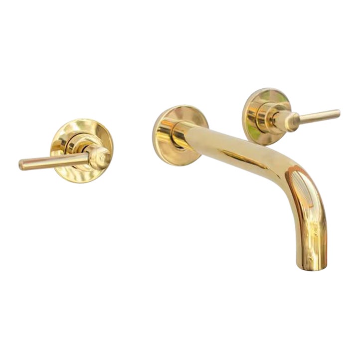 Unlacquered Solid Brass Wall Mounted Bathroom Vessel Sink Faucet Chairish