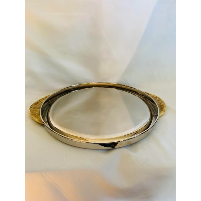 Modern Mid 20th Century Ravarini Castoldi Vintage Silverplate & Horn Handle Tray For Sale - Image 3 of 13
