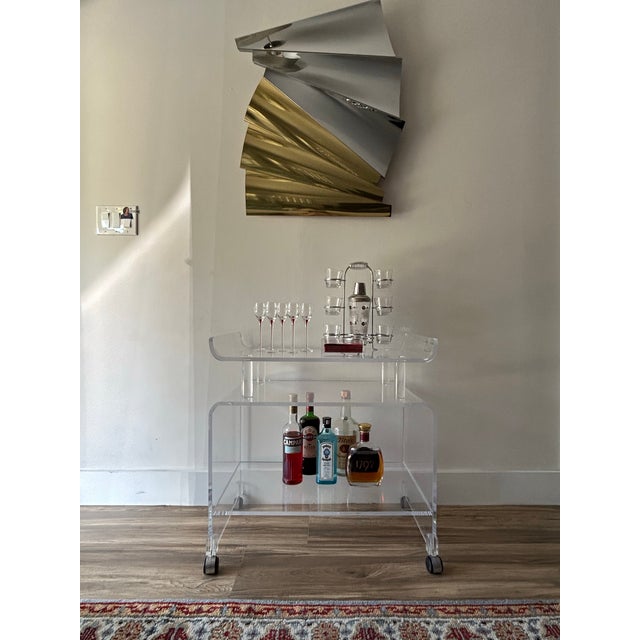 Chinoiserie Vintage Chinoiserie "Pagoda" Lucite Cocktail Bar Cart For Sale - Image 3 of 9