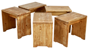 Pine Stools by Charlotte Perriand for Les Arcs, France, 1960, Set of 5