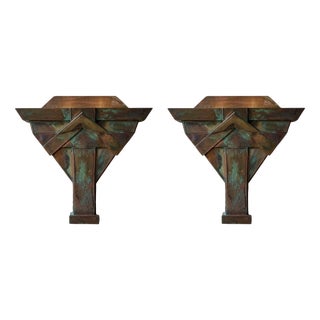 Deco Italian Wall Lamps in Bronze from Banci, 1970s, Set of 2 For Sale