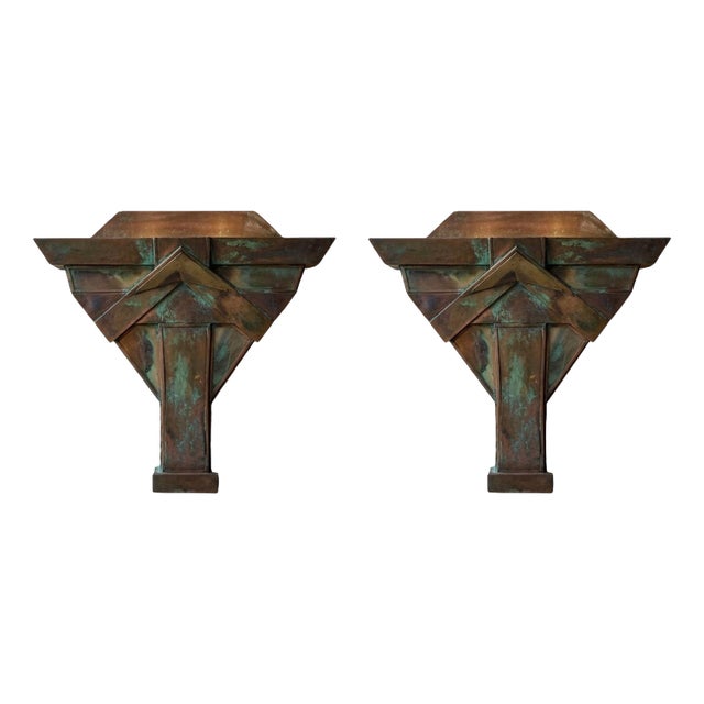 Deco Italian Wall Lamps in Bronze from Banci, 1970s, Set of 2 For Sale