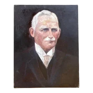 Vintage Realist Signed Original Oil Portrait of Handsome Man