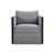 The swivel chair in gray upholstery balances architectural structure and modern comfort, defined by its clean-lined...
