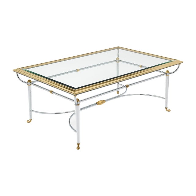 French Brass and Chrome Coffee Table by Maison Charles For Sale - Image 10 of 10