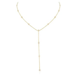 1 CTW Diamond Modern Chic Y-Drop Necklace in 18k Solid Gold by VRJewels For Sale