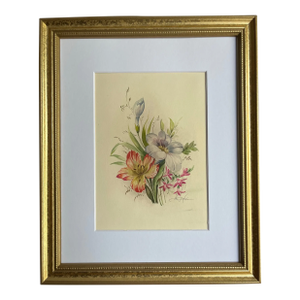 Italian Floral Watercolor Painting by Vittorio Guddittoi