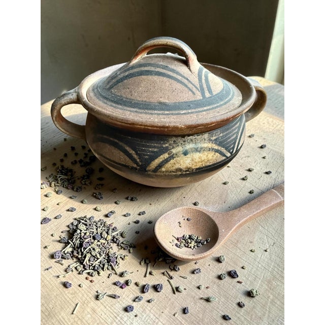 1991 Studio Art Wood Fired Pottery Lidded Bowl For Sale - Image 6 of 9