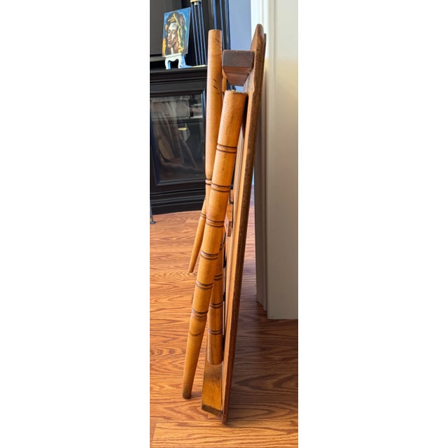 Wood Vintage Scandinavian Mid Century Modern Solid Wood FoldingTable For Sale - Image 7 of 8