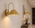 Handcrafted Brass Scalloped Wall Sconce, Fluted Shade Vanity & Bedroom Wall Light For Sale - Image 6 of 10