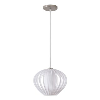 Bloom Pendant Lamp - White Satin Steel Shade, Satin Nickel Body, Dimmable For Sale