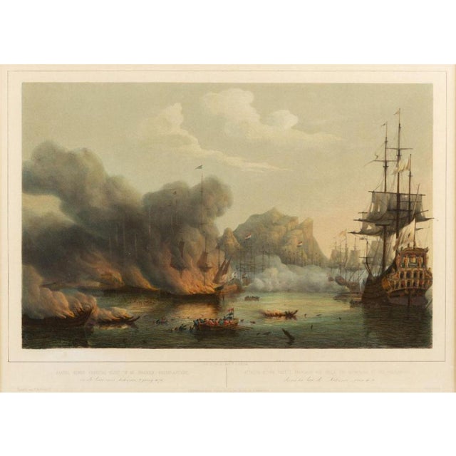 After Petrus Johannes Schotel, Naval Battle, Etna and Palermo Engagements of 1676, Lithographs, Set of 2, Framed For Sale - Image 6 of 9