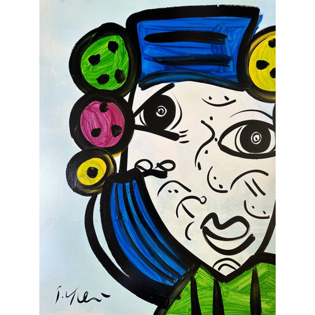 Late 20th Century Large Abstract Portrait Painting by Peter Keil For Sale - Image 5 of 6
