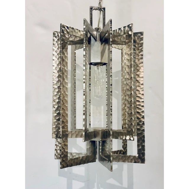 2020s Modern Hammer Silver Finished Metal Pendant Light For Sale - Image 5 of 5