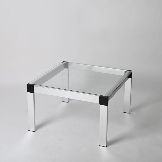 Square Coffee Table in Aluminum and Glass by Gae Aulenti, Italy, 1970s For Sale - Image 10 of 12