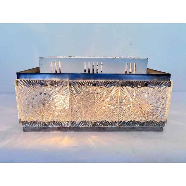 Glass Flush Mount attributed to Kamenicky Senov, Czechoslovakia, 1970s For Sale - Image 12 of 16