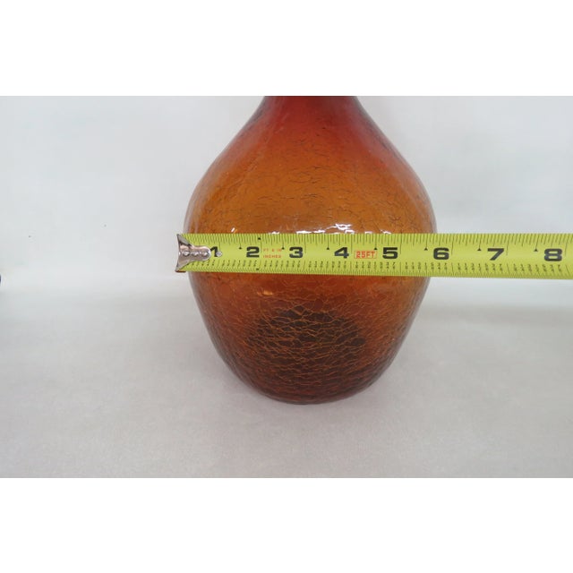 Amber Amber Crackle Glass Extra Large Bottle Vase b For Sale - Image 8 of 13