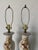 1970's Vintage Chinoiseries Style Floral Lotus Motif Ceramic Table Lamps - A Pair For Sale - Image 4 of 15