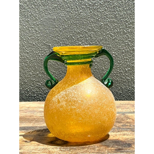 Mid-Century Modern Vintage Italian Hand Blown Glass Vase For Sale - Image 3 of 12