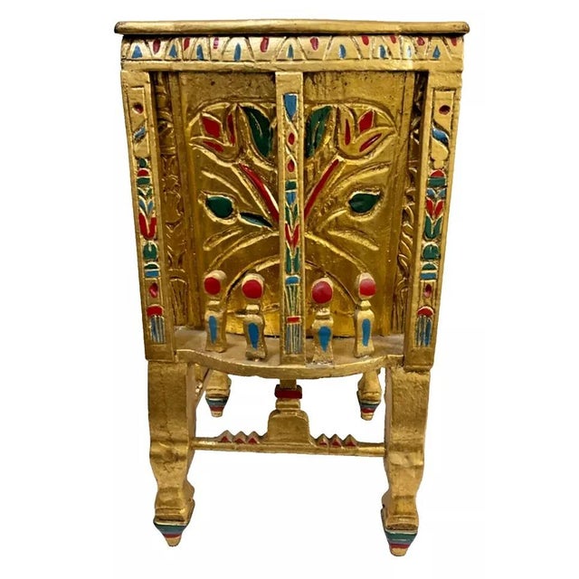 Gold Mini King Tut Throne Replica – Handmade Egyptian Collectible Figurine Chair Decor For Sale - Image 8 of 11