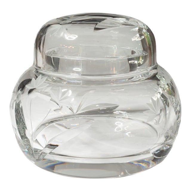Vintage Mid 20th Century Bohemian Crystal Quilted Cut Glass Candy Dish Bowl With Lid – Mark Palda Style For Sale