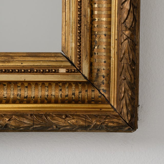 Wood 19th Century France Louis XVI Gold Wood Mirror For Sale - Image 7 of 8