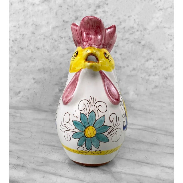 Vintage Italian Majolica Porcelain Pottery Rooster Ewer Creamer For Sale - Image 4 of 9